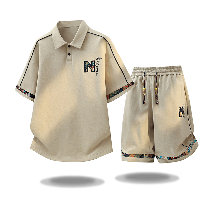 Embroidery Knit - Conjunto de Camiseta de Manga Corta