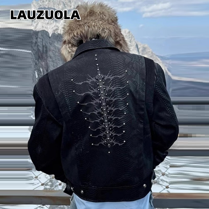 Embroidery Knit - Chaqueta Negra para Hombre con Estampado