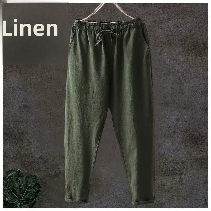 Linen Fabric Natural - Pantalones de Lino Puro Transpirables y