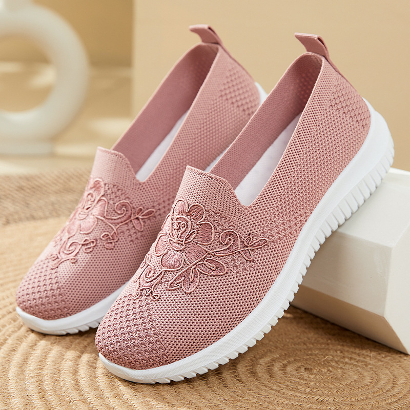 Embroidery Knit - Zapatos de malla con bordado de