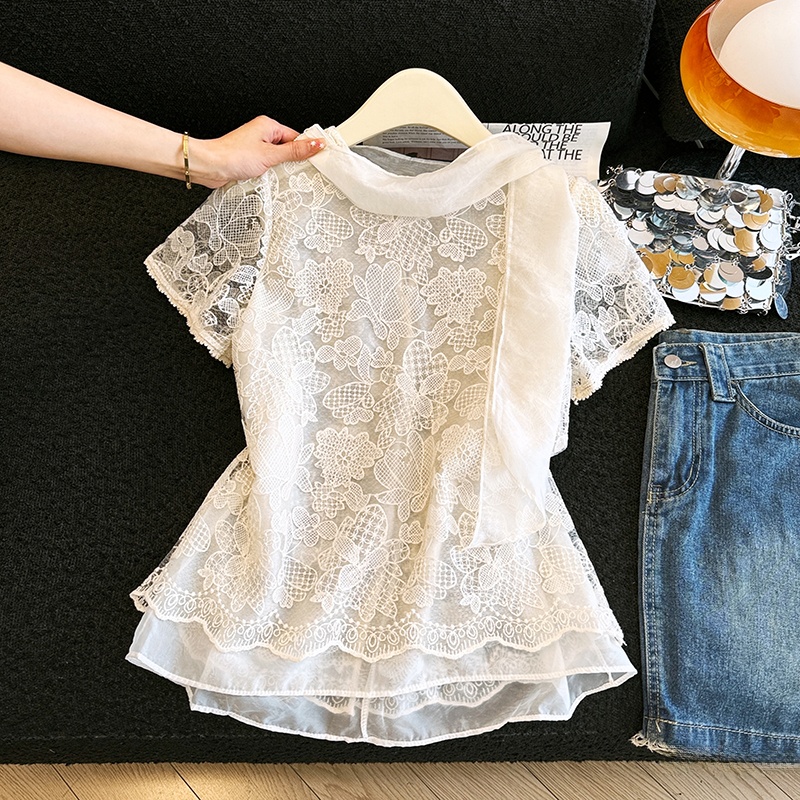 Embroidery Unique Design - Elegante Camisa de Encaje con Bordado