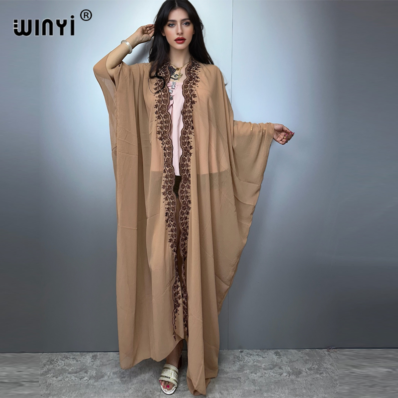 Embroidery Abaya - WINYI kimono bohemio cárdigan bordado de