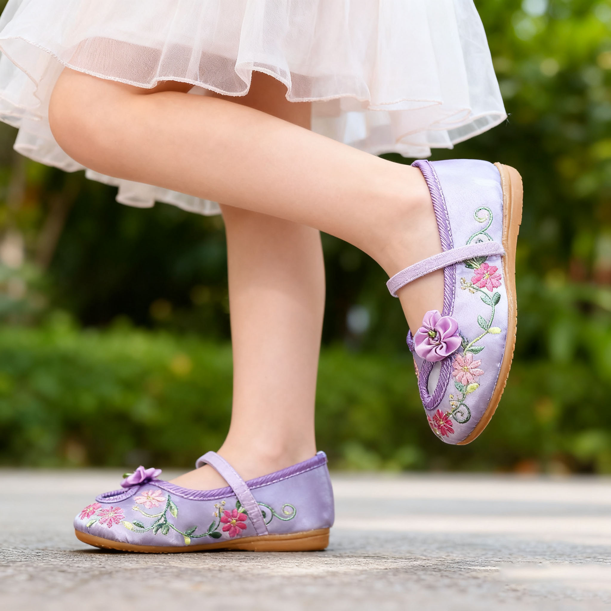 Embroidery Roses - Zapatos de Ballet con bordado Retro