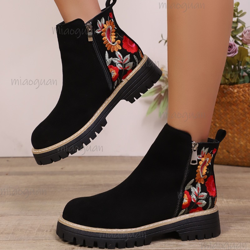 Botines de ante con bordado de - Embroidery Flower reseña y precio