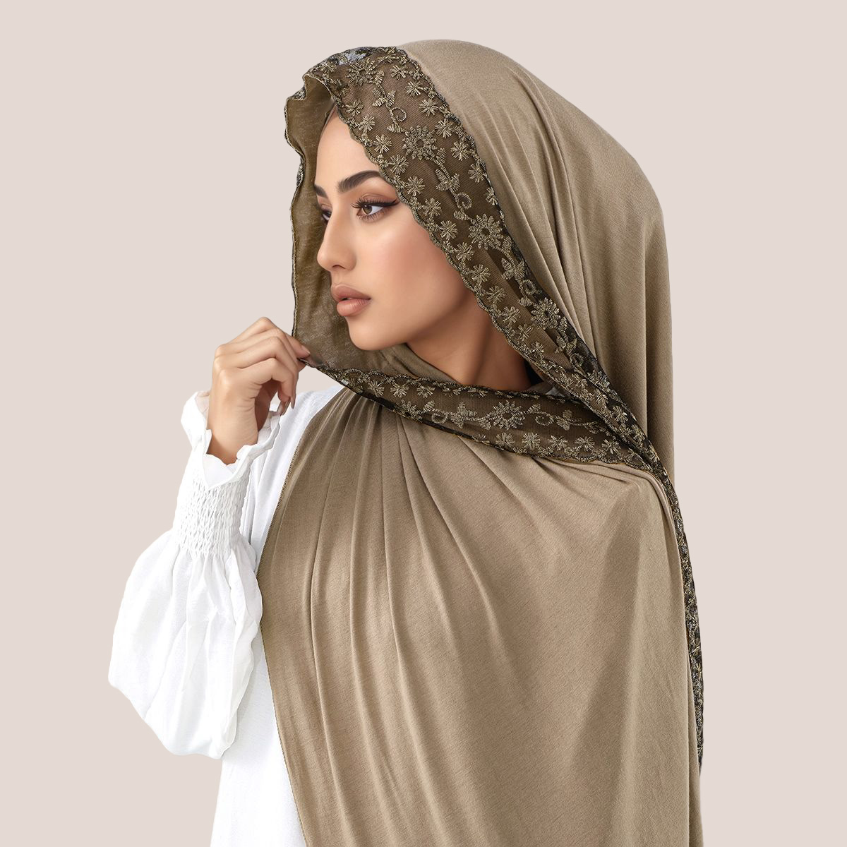 Jersey de algodón bordado de e - Embroidery Hijab reseña y precio