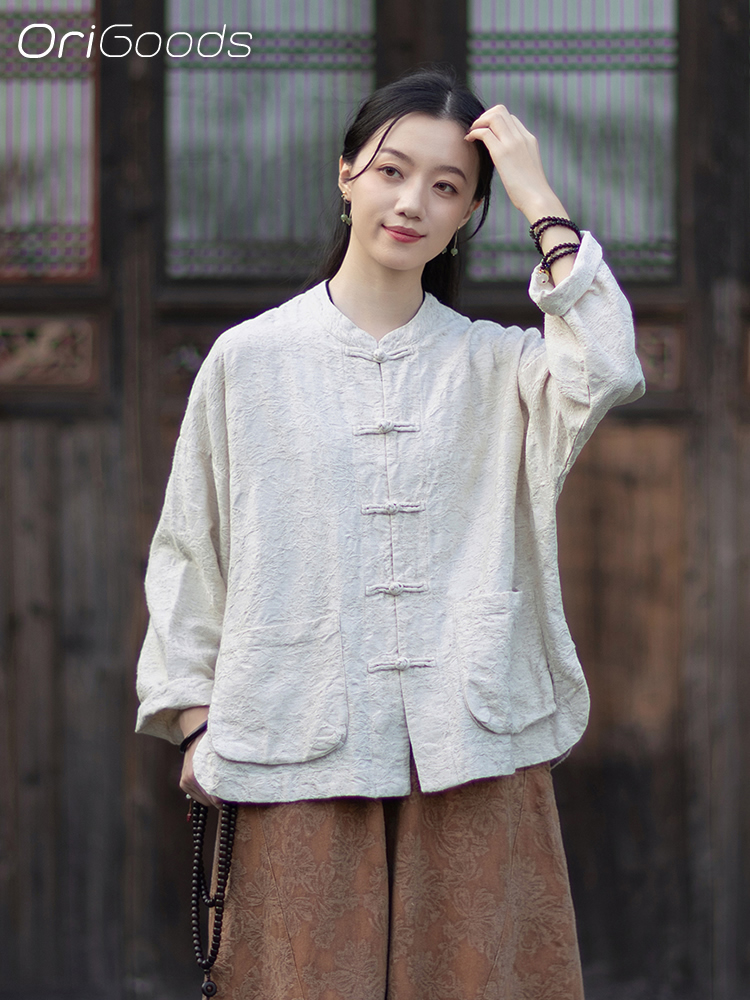 OriGoods-Blusa de tela JACQUAR - Linen Fabric Natural reseña y precio