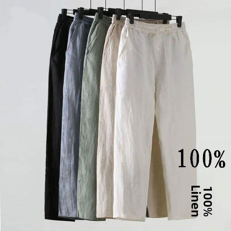 Pantalones Casuales de Lino y  - Linen Fabric Natural reseña y precio