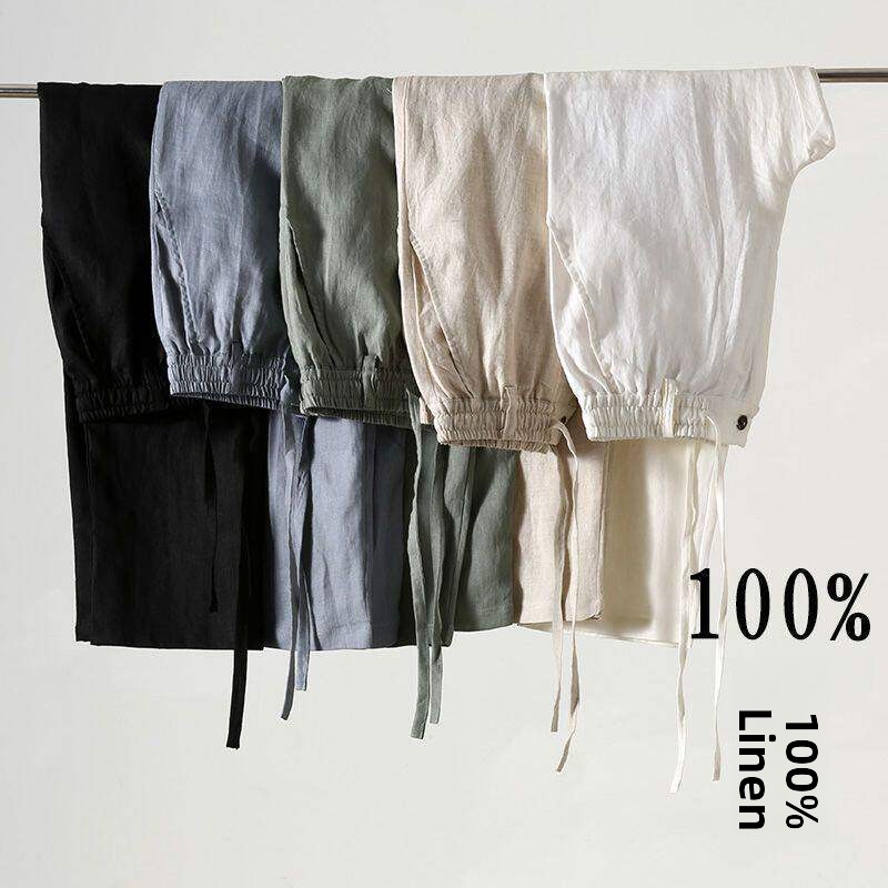 Pantalones Casuales de Lino y  - Linen Fabric Natural reseña y precio