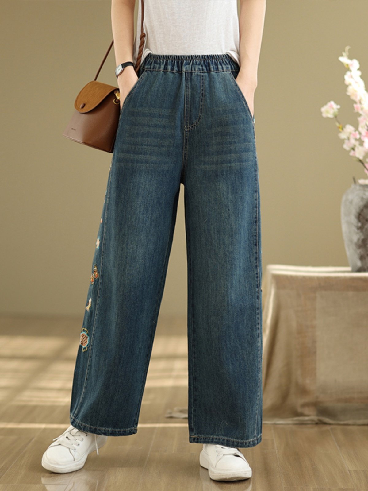 Pantalones Vaqueros de Mezclil - Embroidery Unique Design reseña y precio