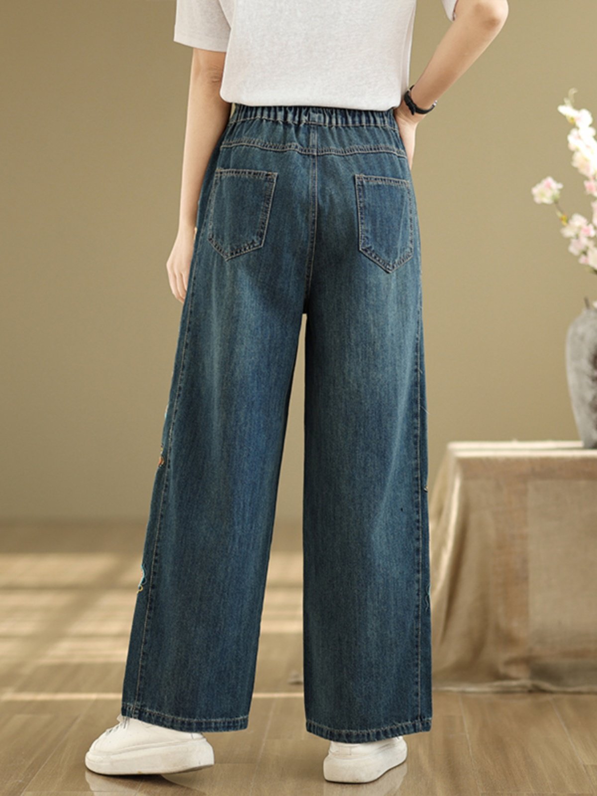 Pantalones Vaqueros de Mezclil - Embroidery Unique Design reseña y precio