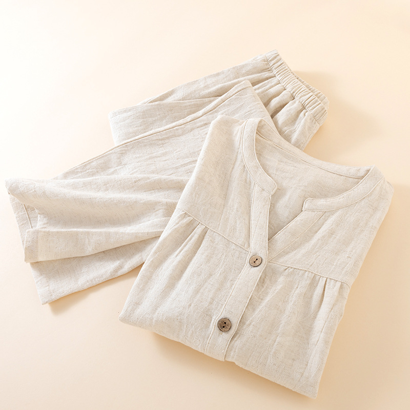 Pijamas de estilo japonés con  - Linen Fabric Natural reseña y precio