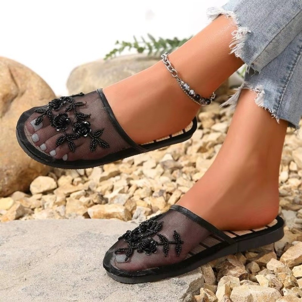 Sandalias Casuales de Malla co - Embroidery Flower reseña y precio
